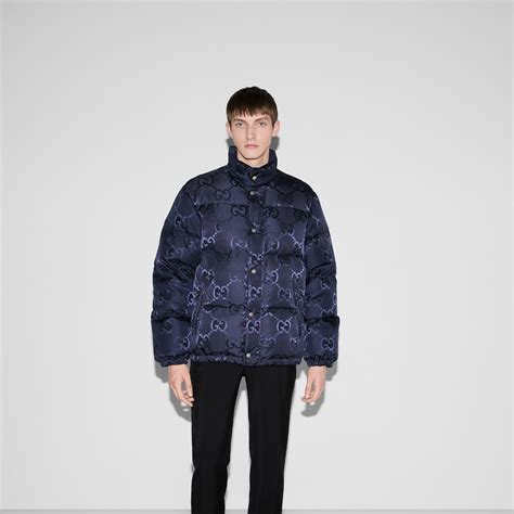 Jumbo GG canvas down jacket in blue 